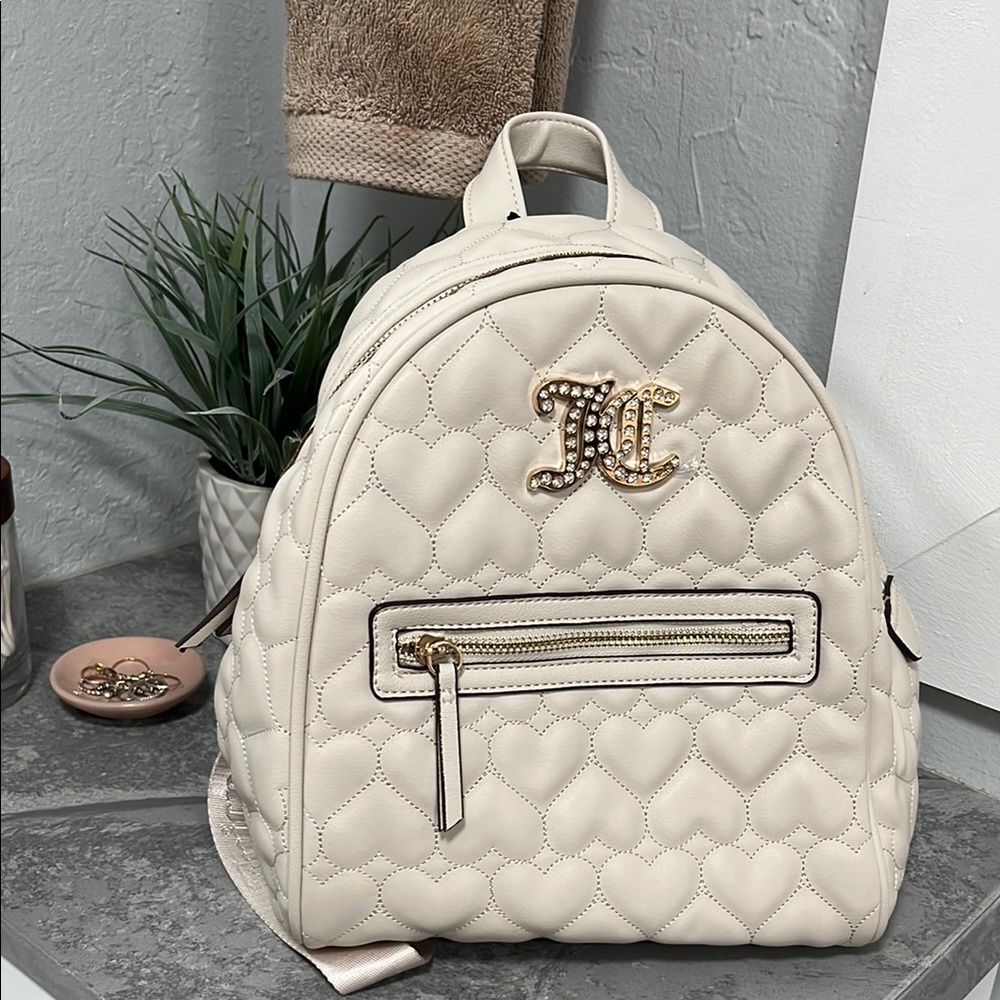 Juicy Couture Cream and Gold Quilted Backpack